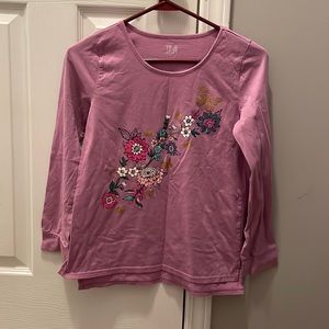 Girls Purple Floral Shirt